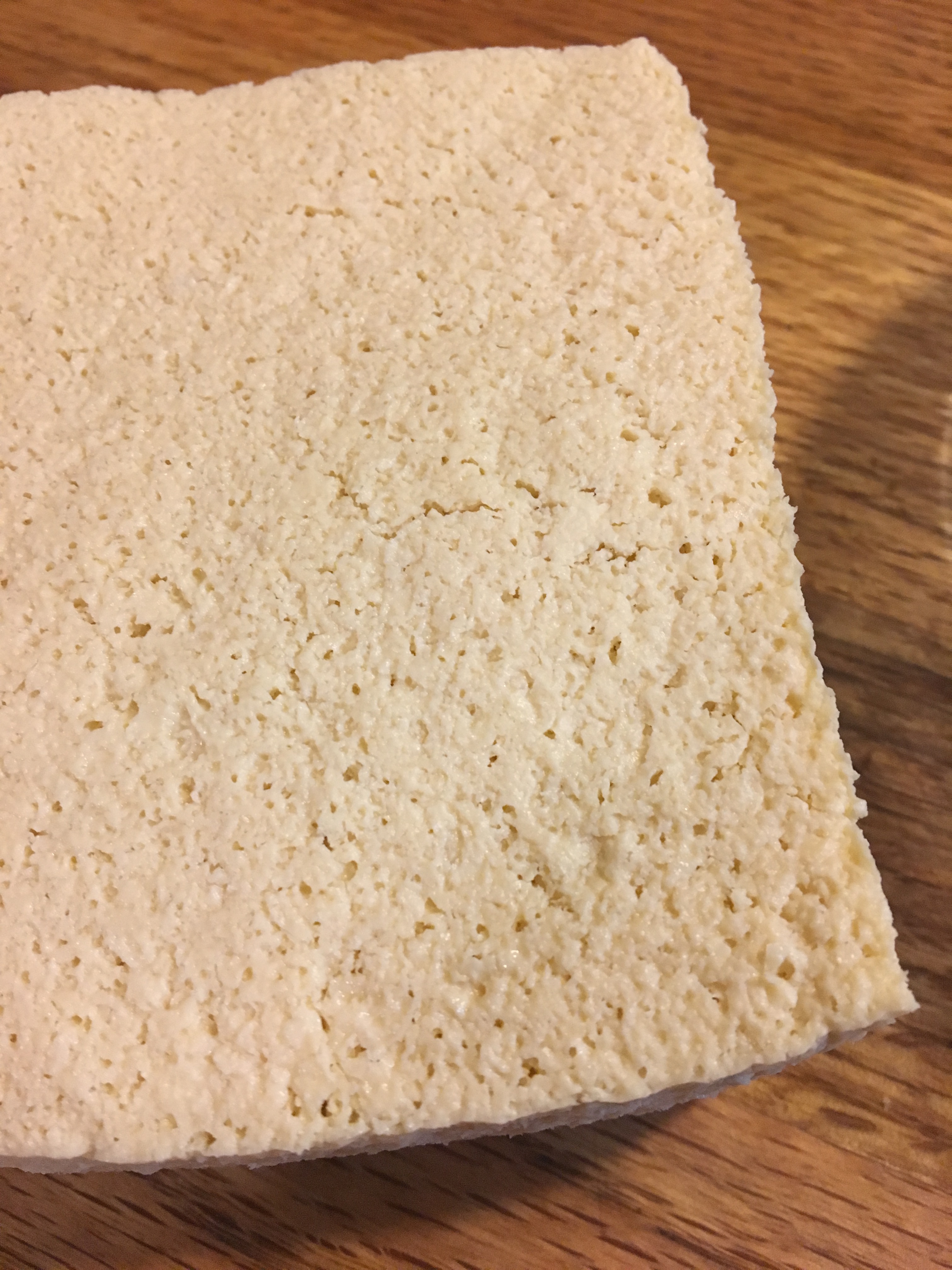 frozen thawed tofu block raw texture