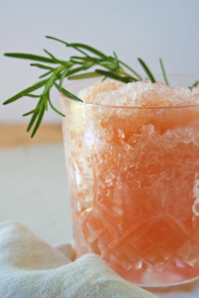 pink gin granita rosemary cut glass camp topisaw
