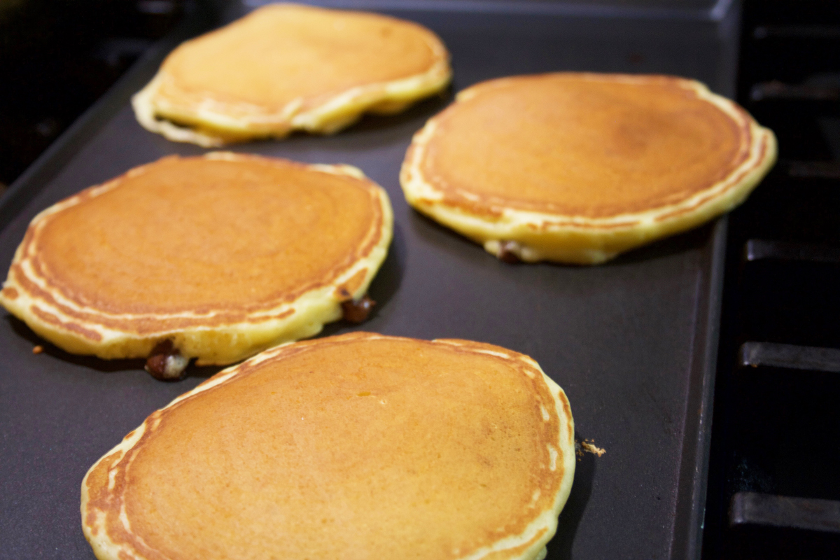 Banana Chocolate Chip Pancakes Cooking